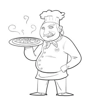 Pizza Chef Doodle Illustrazione stock