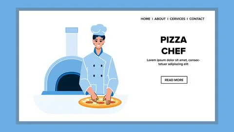 Pizza Chef Man Preparing Delicious Dish Vector Illustrazione stock