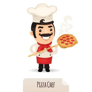 Pizza chef with pizza Stock Illustration