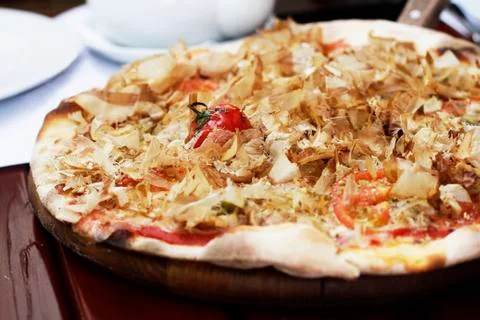 Pizza with cherry tomatoes and cheese Stock Photos