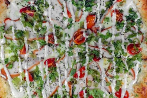 Pizza close up as background a macro Stock Photos