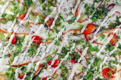 Pizza close up as background a macro Foto stock