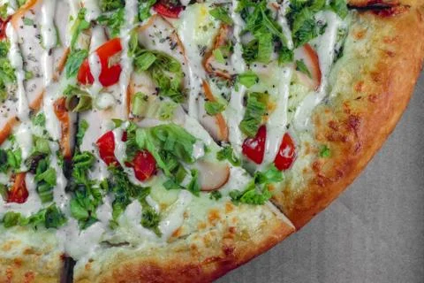 Pizza close up as background a macro Photos