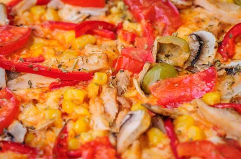Pizza closeup background Stock Photos