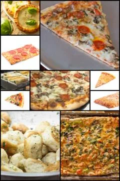 Pizza Collage Stock Photos