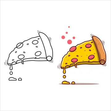 Pizza coloring book vector design. Coloring book for kids. Drawing book page  Stock Illustration
