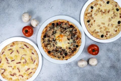 Pizza composition on culinary background 스톡 사진