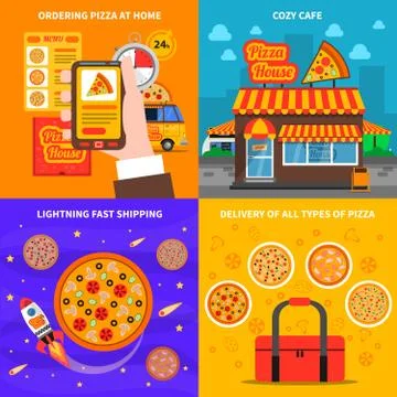 Pizza concept set Stock Illustration