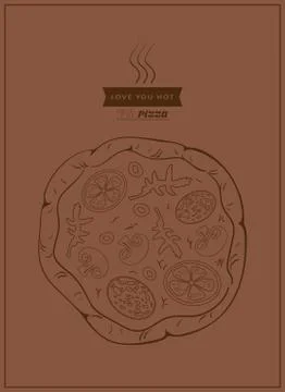 Pizza in contour Stock Illustration