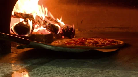 Pizza cooked in firewood Stock Footage 49177882