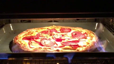 Pizza cooked in oven 4K Stock Footage 165607152