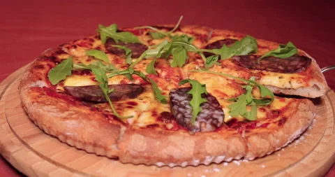 Pizza cooked in oven Stock Footage 221573440