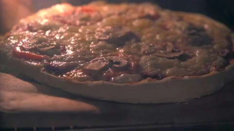 Pizza cooking in the oven Stock Footage 204562524
