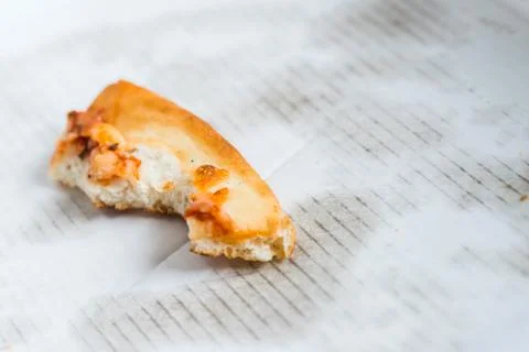 Pizza crust left in a box Stock Photos