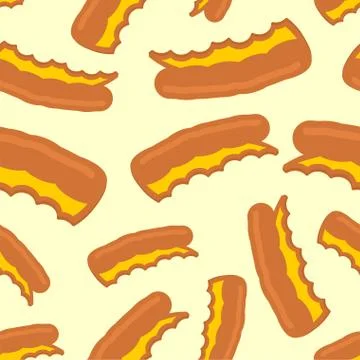 Pizza crust pattern seamless. leftover pizza  background. Fast food vector te Stock Illustration