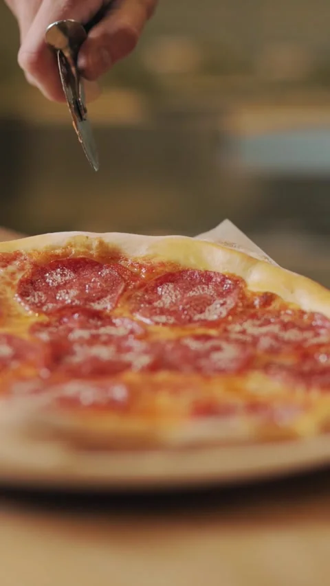 Pizza Cut Closeup Stock Footage 335043305
