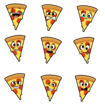 Pizza cute cartoon vector expression Stock Illustration