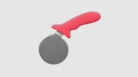 Pizza Cutter Rotating on a Transparent Background. Seamless Loop. 4K Stock Footage 305898458