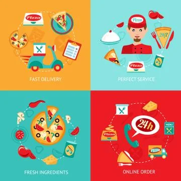 Pizza decorative set Stock Illustration