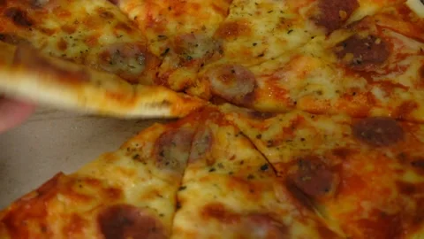 Pizza in a delivery box close-up. Stock Footage 148499902
