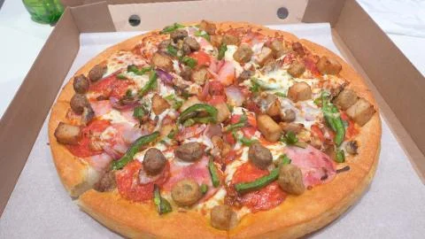 Pizza in the in delivery box Stock Photos