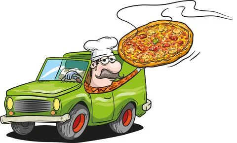 Pizza Delivery Cartoon Stock Illustration