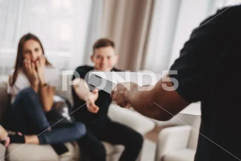 Pizza delivery, fast food, appetite, hunger, party Stock Photos