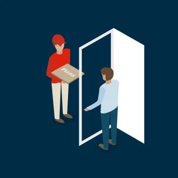 Pizza delivery isometric Stock Illustration