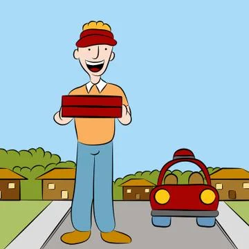Pizza delivery man Stock Illustration