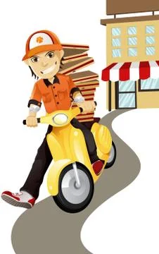 Pizza delivery man Stock Illustration