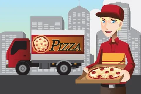Pizza delivery man Stock Illustration