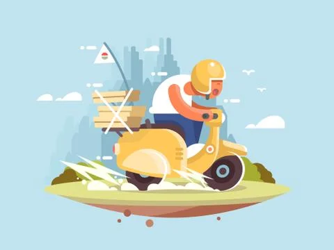 Pizza delivery man Stock Illustration