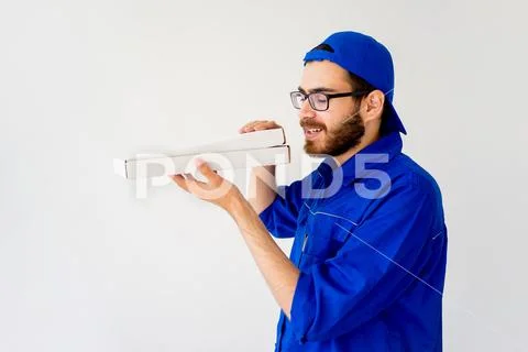 Pizza delivery man Stock Photos