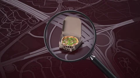 Pizza delivery, order tracking. Horizontal 3D animation. Vídeos de archivo 336394285