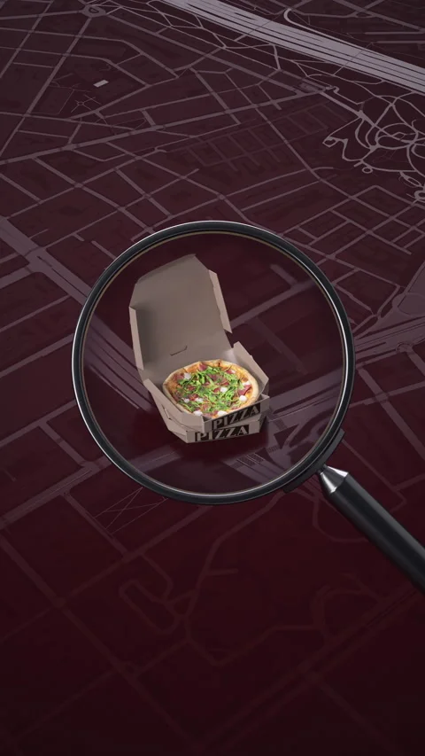 Pizza delivery, order tracking. Vertical 3D animation. Vídeos de archivo 336394847