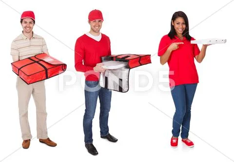 Pizza delivery people Stock Photos