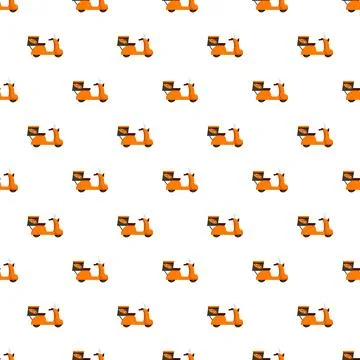 Pizza delivery scooter seamless pattern design イラスト素材