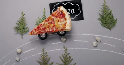 Pizza delivery, stop motion, animation Stock Footage 200092532