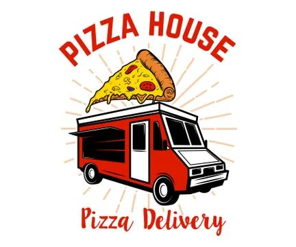 Pizza delivery track. Design element for logo, label, emblem, sign. Stock Illustration
