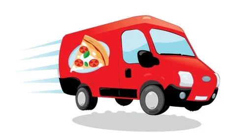 Pizza Delivery van Stock Illustration