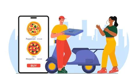 Pizza delivery vector concept Stock Illustration