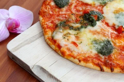 Pizza on desk Foto stock