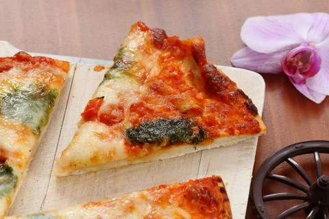 Pizza on desk Foto stock