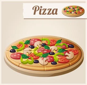 Pizza. Detailed Vector Icon Stock Illustration