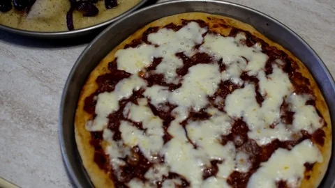 Pizza dolly shot table Stock Footage 76998128