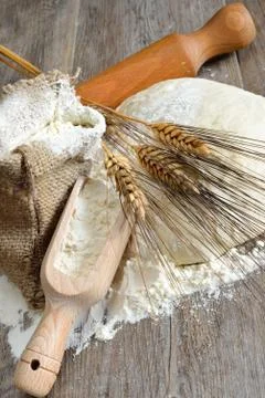 Pizza dough and bread Stock Photos