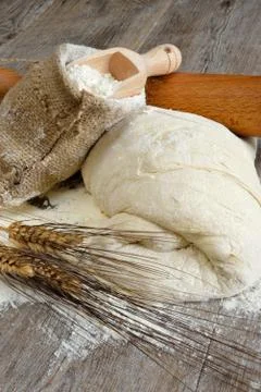 Pizza dough and bread Foto stock