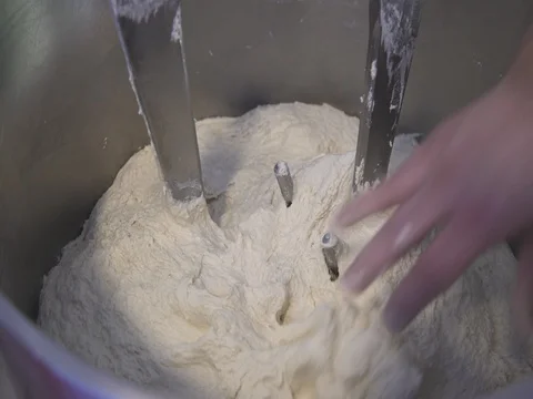 Pizza dough in a food machine  4 Stock Footage 80677019