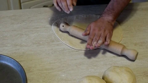 Pizza dough kneading Stock Footage 76997940