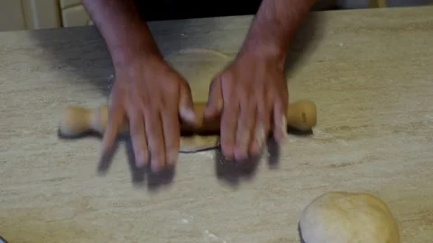 Pizza dough kneading Stock Footage 76997963